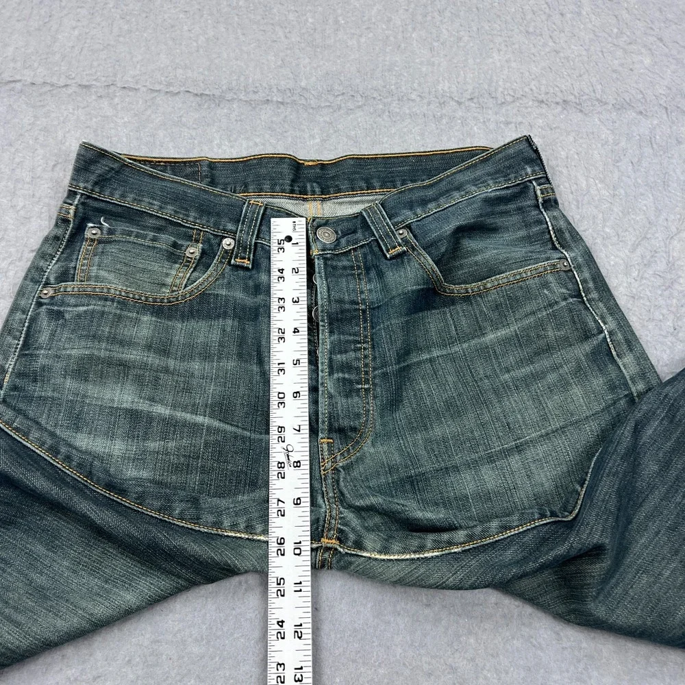 Levis 501 Jeans Men's 32x32 Blue Dark Wash Denim Button Fly Straight Leg Red Tab